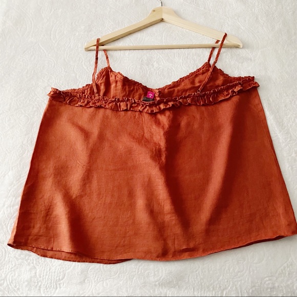 Linen Ruffle Button Down Tank - Picture 3 of 6